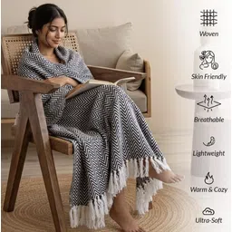 RUDRA HOME Zigzag Cotton Throw Blanket Soft & Skin-Friendly Woven Sofa/Bed/Travel Blanket|50x60 Inches Sofa Fabric-picture-33