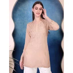 RUDRA LIFESTYLE Ethnic Motifs Embroidered Thread Work Pure Cotton Thread Work Kurti-picture-31