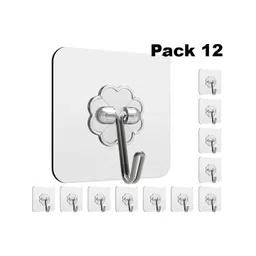 RUDRA 12Pcs Transparent Textured Self Adhesive Wall Hooks-picture-10