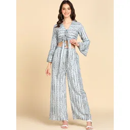 Rudraaksha Creations Abstract Printed Crop Top & Palazzos-picture-11