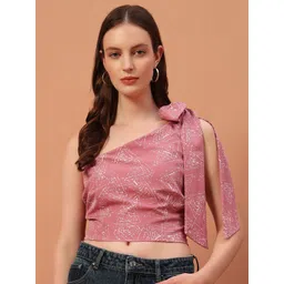 Rudraaksha Creations Women Geometric Printed One Shoulder Neck Crop Top-picture-37