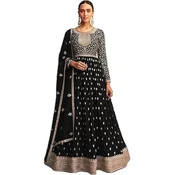 rudraprayag anarkali georgette and santoon straight suit for women | semi stitched gown for women 2023 | anarkali free size salwar suit | gown in Clothing & Accessories-picture-14