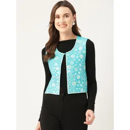 Rue Collection Geometric Pure Cotton Crop Tailored Jacket with Embroidered Detail-picture-28