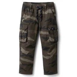 Ruff Cotton Woven Full Length Cargo Pant With Camouflage Print - Cream-picture-20