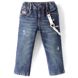 Ruff Denim Woven Full Length Washed Jeans - Navy Blue-picture-16