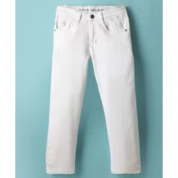 Ruff Full Length Solid Color Denim Jeans - White-picture-15