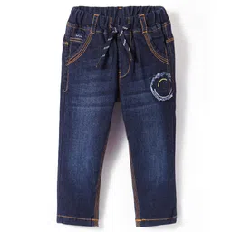 Ruff Full Length Washed Denim Jeans with Patch Detailing - Navy Blue-picture-14