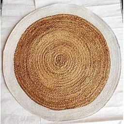 RUG Fashion Gallery Hand Woven Braided Carpet Rugs|Round Traditional Spiral Design Jute Door mat|Mat for Bedroom, Dining Room, Mat for Yoga (100x100 cm, Brown)-picture-15