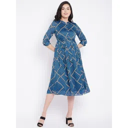 Ruhaans Women Blue Chiffon Midi Dress-picture-10