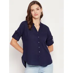Ruhaans Women Blue Classic Casual Shirt-picture-16