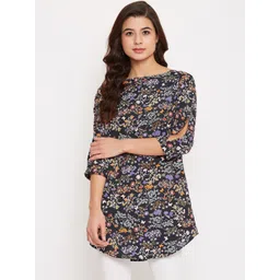 Ruhaans Women Navy Blue & Purple Printed Tunic-picture-28