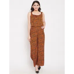 Ruhaans Women Rust & Blue Printed Basic Jumpsuit-picture-22