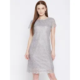 Ruhaans Women's Self Design Net Sheath Dress-picture-10