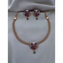 Rujve Jewellery Gold-Plated Stone-Studded Jewellery Set-picture-37