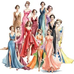 rukis Party Girl Stickers Pack - 41 Pcs Large 10cm Fashion in 12 Stylish Colors - Watercolor Aesthetic, Glossy Precut Paper-Based for Journaling, Planners, Crafts, Gifting & Scrapbooking-picture-11