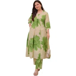 RUNICHA Women Floral Printed Regular Kurta with Trousers-picture-27