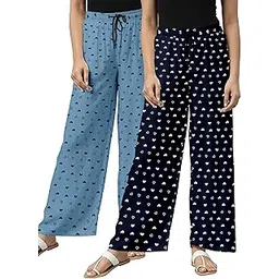runk Relax Fit Payjama with Floral Prints, Breathable Cotton Fabric with Drawstring Waistband Closure, for Women |Pack of 2-picture-45