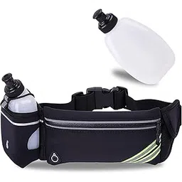 Running Belt Bag with Foldable Water Bottle Holder & Bottles Included | Large Water-Resistant Waist Pack with Phone Pocket | Hydration Fanny Bag for Men & Women-picture-27