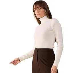 running sport Black & White Women’s Premium Woolen High-Neck Top – Soft, Sleek, Warm, & Stretchable Winter Wear for Casual and Office-picture-50