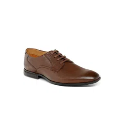 Ruosh Men Tan Brown Soild Leather Formal Shoes-picture-20