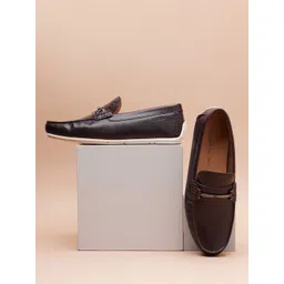 Ruosh Men Textured Leather Horsebit Loafers-picture-33