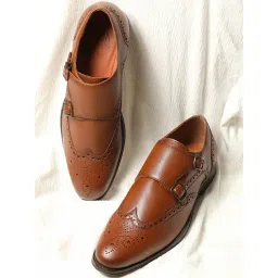 V8 By Ruosh Men's Bruno Tan Monk Shoes-picture-10