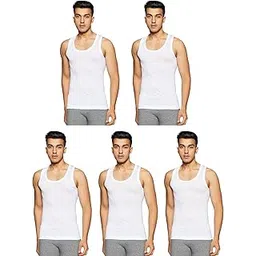 rupa frontline Men's Cotton Solid White Scoop Neck Sleeveless Vest - Pack of 5 (#FL-Air-Whit-RN-75cm)-picture-26