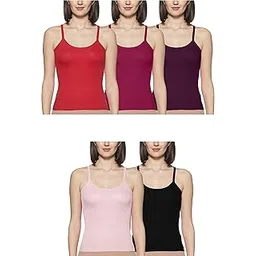 rupa softline Regular Fit Women Super Combed Cotton Camisole, Under-Shirt, Stretchable and Body-Hugging, Solid Color,Pack of 5 (201-5P_Light Pink, Purple, Sangria, Red, Black 095)-picture-11