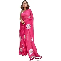 rupras Linen Floral Printed Saree With Latkan Works | Digital Printed Pallu & Zalar | Wax Finish | Printed Blouse Piece Included-picture-26