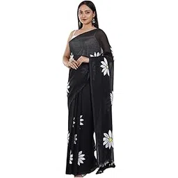 rupras Linen Floral Printed Saree With Latkan Works | Digital Printed Pallu & Zalar | Wax Finish | Printed Blouse Piece Included-picture-23