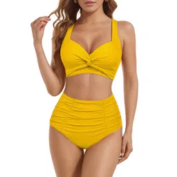 Russian V-Neck Twist-Front High-Rise Swim Bikini Set With Supportive Straps-picture-38