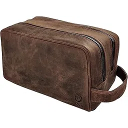 rustic town Leather Toiletry Bag for Men & Women - Multifunctional Travel Organizer, Shaving Kit, Makeup Kit, Cosmetic Pouch - Travel Toiletries Gifts (Dark Brown)-picture-54