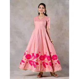 Rustorange Floral Maxi Pure Rayon Dress-picture-32