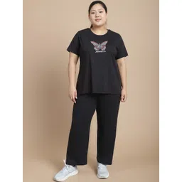 Rute Plus Size Graphic Printed Round Neck Cotton T-shirt With Track Pant-picture-16