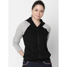 Rute Women Black & Grey Solid Hooded Sweatshirt-picture-30