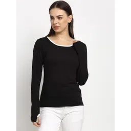 Rute Women Black Solid Boat Neck T-shirt-picture-25