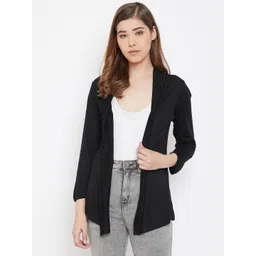 Rute Women Black Solid Open Front Shrug image 1