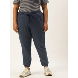 Rute Women Plus Size Blue Pure Cotton Slim Fit Solid Joggers-picture-32