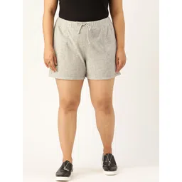 Rute Women Plus Size Grey Melange Solid Slim Fit Regular Shorts-picture-26