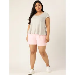 Rute Women Plus Size Pink Solid Slim Fit Regular Shorts image 4