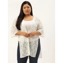 Rute Women Plus Size White Cotton Lace Shrug-picture-33