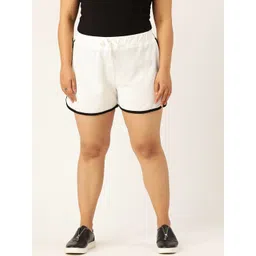 Rute Women Plus Size White Solid Slim Fit Regular Shorts-picture-41
