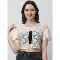 Rute Women White Button Cotton Shrug-picture-22