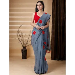 Ruuprekha Floral Embroidered Khadi Saree-picture-11
