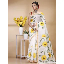 Ruuprekha Floral Pure Cotton Khadi Saree-picture-32