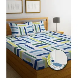rv international 250 TC Cotton Super King, King, Queen, Double Printed Fitted (Elastic) Bedsheet-picture-19