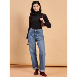 RVK Women Solid Turtle Neck Long Sleeve Pullover image 5