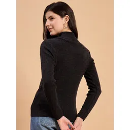 RVK Women Solid Turtle Neck Long Sleeve Pullover image 4