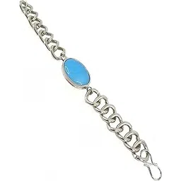 rvm jewels 22cm Silver Plated Salman Khan Turquoise Stone Hand Bracelet Metal Being Human Jewellery Lucky Stone Friendship Band for Men & Boys-picture-16
