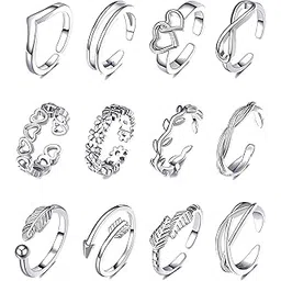 rvm jewels Adjustable Combo of 12 Knuckle Stackable Toe Ring Fashion Statement Multi Finger Rings Set Boho Stylish Western for Women and Girls-picture-41